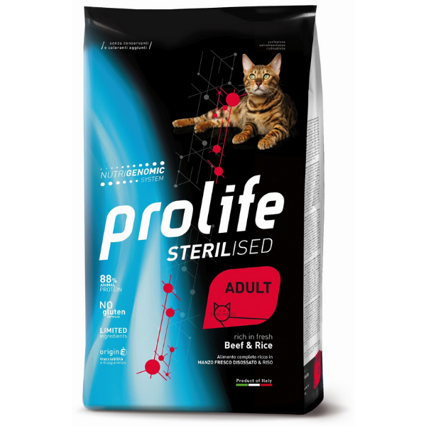 Image of Prolife Sterilised Gatto Adult Manzo e Riso - 7 kg Croccantini per gatti