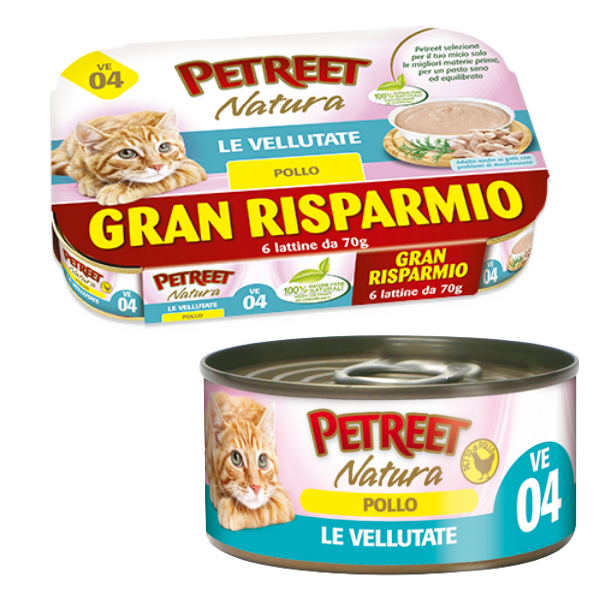 Image of Petreet Vellutate Cat Maxi Scorta 6x70 gr - Pollo Cibo umido per gatti