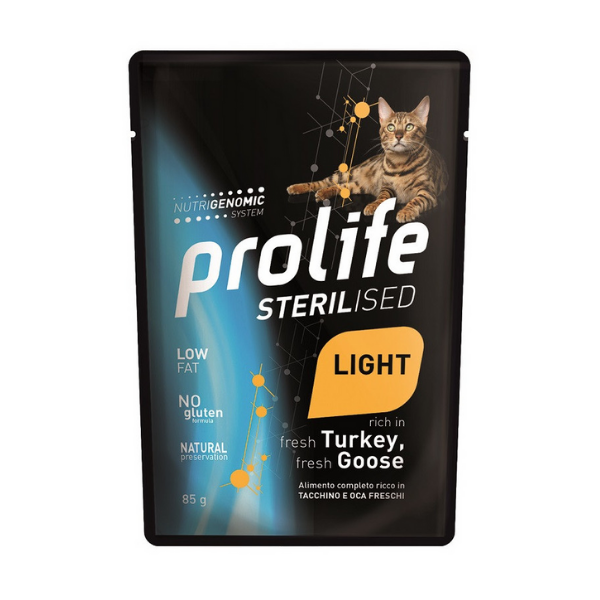 Image of Prolife Cat Sterilised Bustine 85 gr - Tacchino e Oca Confezione da 12 pezzi Cibo umido per gatti