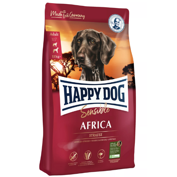 Image of Happy Dog Sensible Medium/Large Africa Grain Free Struzzo - 11 Kg Croccantini per cani Monoproteico crocchette cani