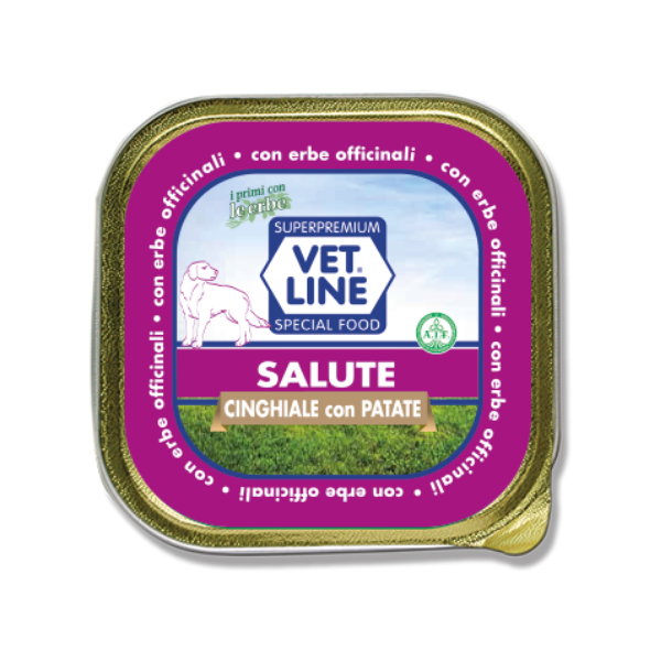Image of Vet Line Umido Cane Salute 150 gr - Cinghiale e patate Confezione da 6 pezzi Monoproteico crocchette cani Cibo Umido per Cani
