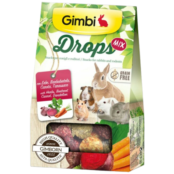 Image of Gimbi Drops Snack per roditori Grain Free 50 gr - Mix