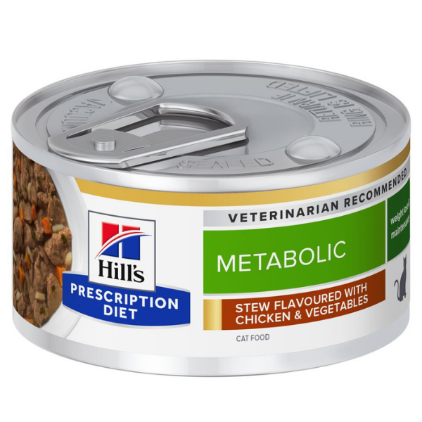 Image of Hill's Prescriprion Diet Metabolic spezzatino Gatto per la gestione del peso 82 gr - Spezzatino Pollo e Verdure Confezione da 6 pezzi Dieta Veterinaria per Gatti