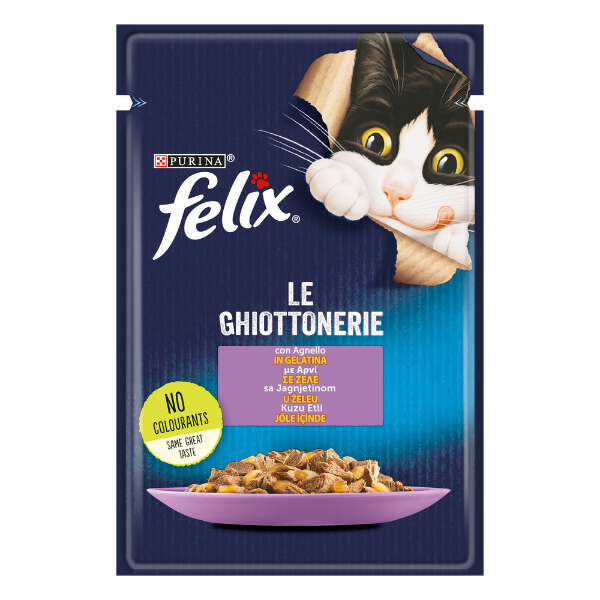 Image of Purina Felix Le Ghiottonerie 85 gr - Agnello Confezione da 26 pezzi Cibo umido per gatti