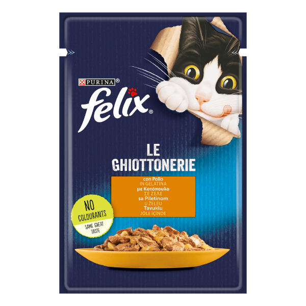 Image of Purina Felix Le Ghiottonerie 85 gr - Pollo Confezione da 26 pezzi Cibo umido per gatti