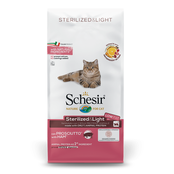 Image of Schesir Cat Dry Sterilized and Light Prosciutto - 10 Kg Croccantini per gatti