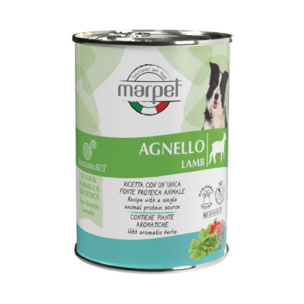 Image of Marpet Aequilibria Vet dietetico umido cane 400 gr - Agnello Confezione da 6 pezzi Cibo Umido per Cani