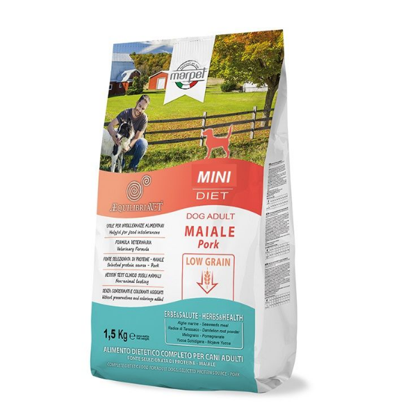 Image of Marpet Aequilibria Vet Low Grain Dog Mini Maiale - 1,5 kg Croccantini per cani Monoproteico crocchette cani