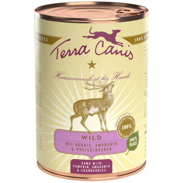 Terra Canis Classic Adult All Sizes 400 gr - Selvaggina con Zucca Amaranto e Mirtilli Rossi Confezione da 6 pezzi