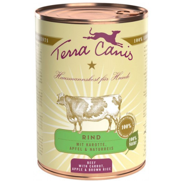 Terra Canis Classic Adult All Sizes 400 gr - Manzo con carote, mela e riso integrale Confezione da 6 pezzi