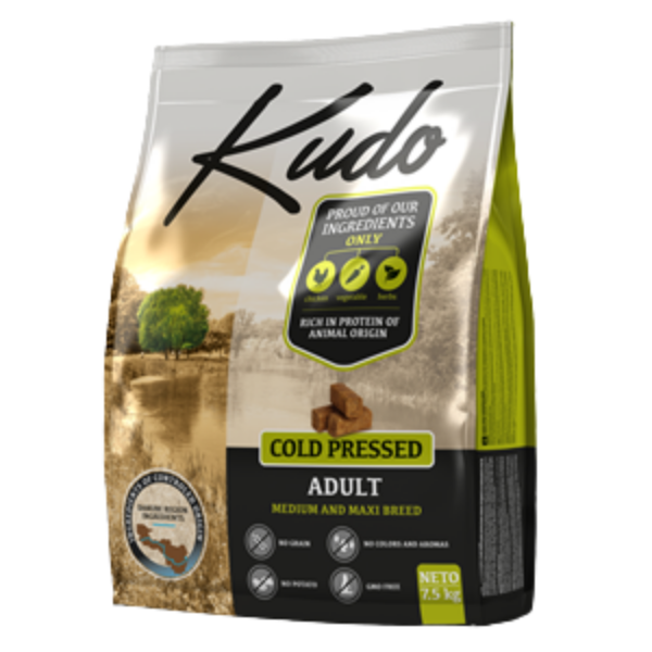 Image of Kudo Grain Free Adult Medium/Maxi Pollo - 7,5 Kg Croccantini per cani