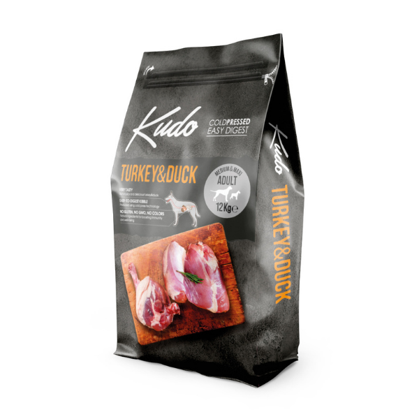 Image of Kudo Low Grain Adult Medium/Maxi Tacchino e Anatra - 12 Kg Croccantini per cani