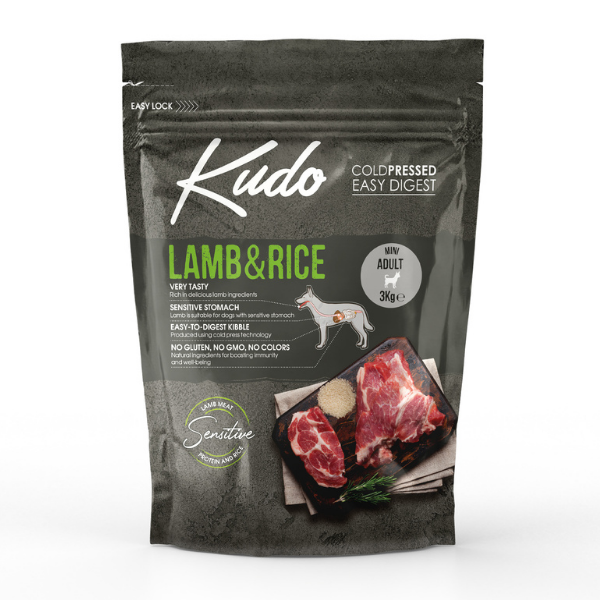 Image of Kudo Low Grain Adult Mini Agnello e Riso - 3 kg Croccantini per cani