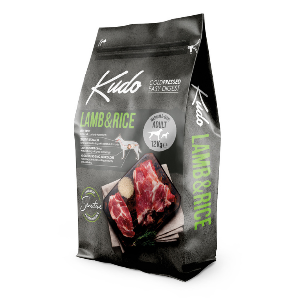 Image of Kudo Low Grain Adult Medium Maxi Agnello e Riso - 12 kg Croccantini per cani