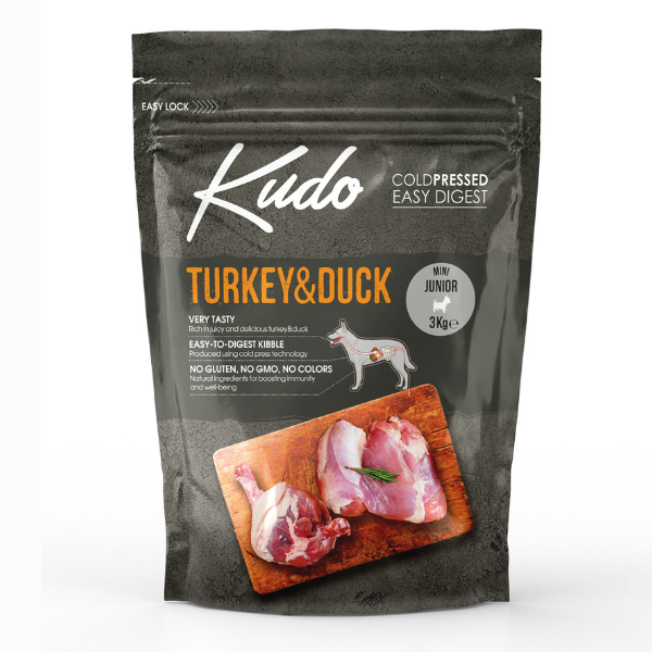 Image of Kudo Low Grain Junior Mini Tacchino e Anatra - 3 kg Croccantini per cani