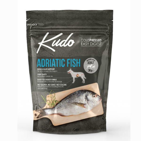 Image of Kudo Low Grain Adult Medium/Maxi Adriatic Fish - 3 Kg Croccantini per cani