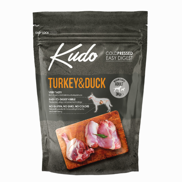 Image of Kudo Low Grain Adult Medium/Maxi Tacchino e Anatra - 3 Kg Croccantini per cani