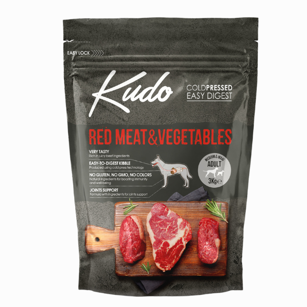 Image of Kudo Low Grain Adult Medium/Maxi Carni Rosse - 3 Kg Croccantini per cani