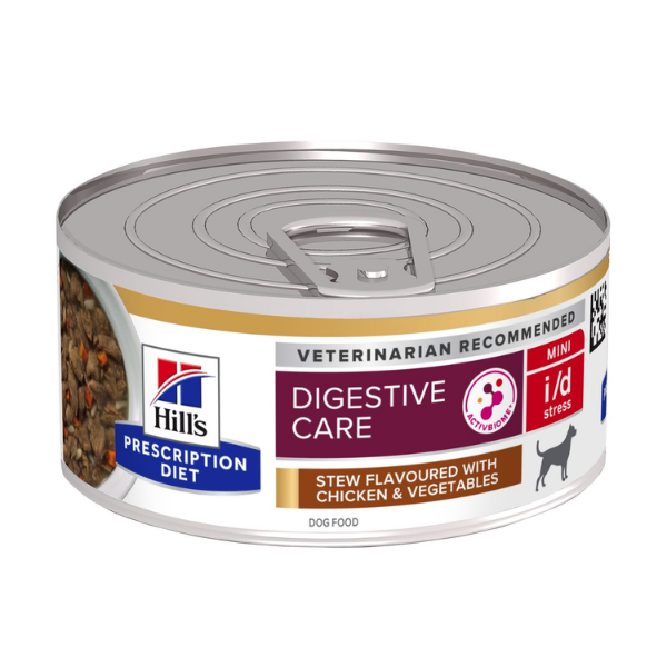 Image of Hill's Prescription Diet i/d Stress Mini Canine 156 gr - Spezzatino Pollo e Verdure Confezione da 6 pezzi Dieta Veterinaria per Cani