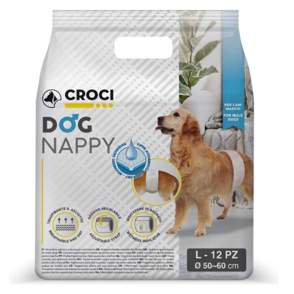 Dog Nappy Fascia per cani Maschi Croci - Large (50-60 cm)