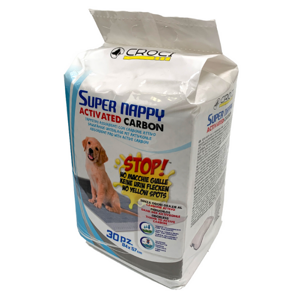 Image of Tappetini Igienici Super Nappy Carbone Attivo Croci - 84 x57 30 pz