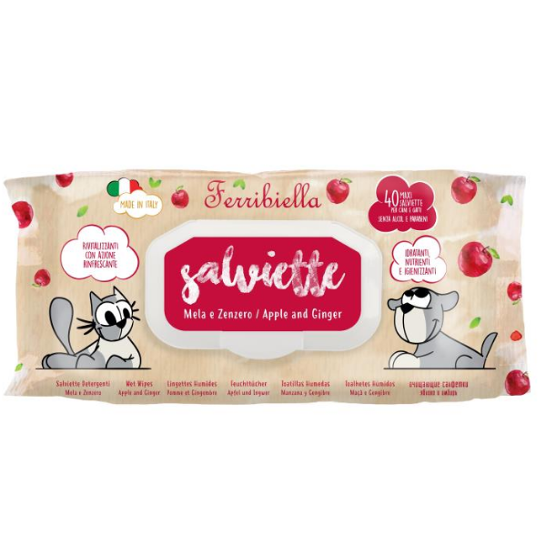 Salviette Detergenti Ferribiella 40 pezzi - Mela e Zenzero