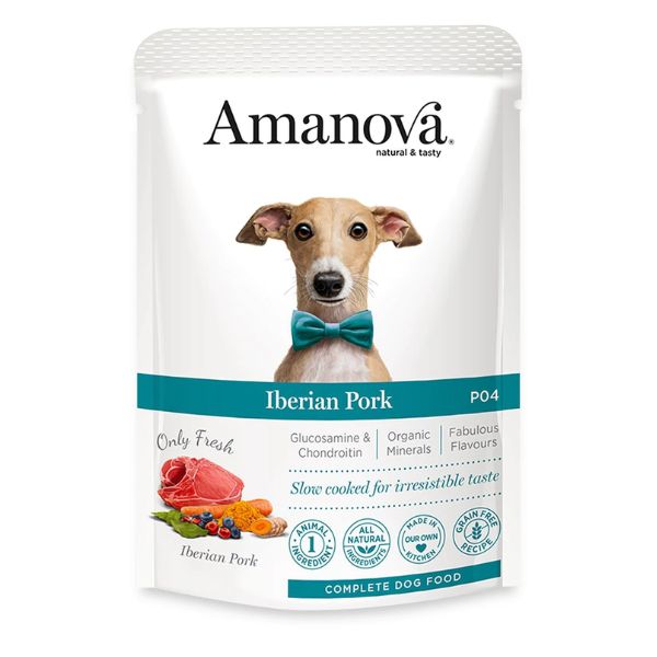 Image of Amanova Dog Adult Umido Grain Free 100 gr - Maiale Iberico Confezione da 12 pezzi Cibo Umido per Cani