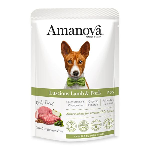 Amanova Dog Adult Umido Grain Free 100 gr - Agnello e Maiale Iberico Confezione da 12 pezzi