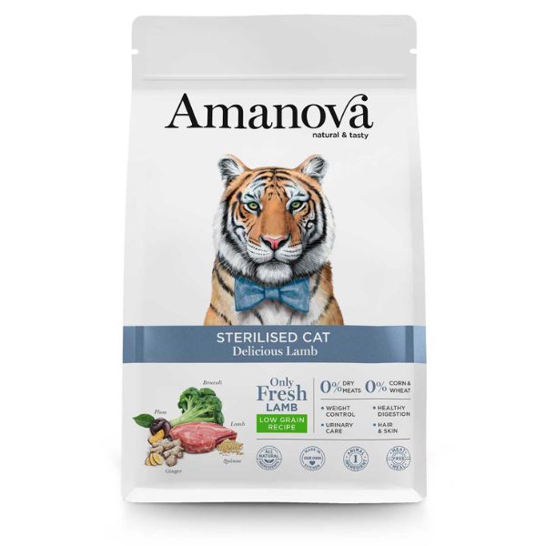 Image of Amanova Sterilised Cat Agnello Fresco - 300 gr Croccantini per gatti