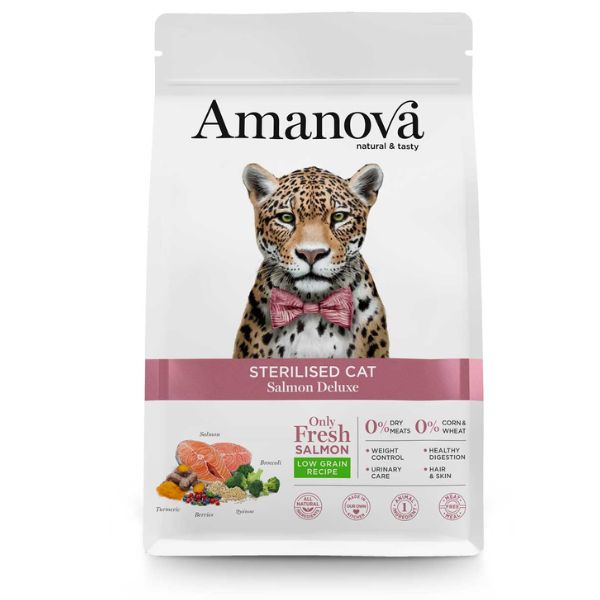 Image of Amanova Sterilised Cat Salmone Fresco - 1,5 Kg Croccantini per gatti