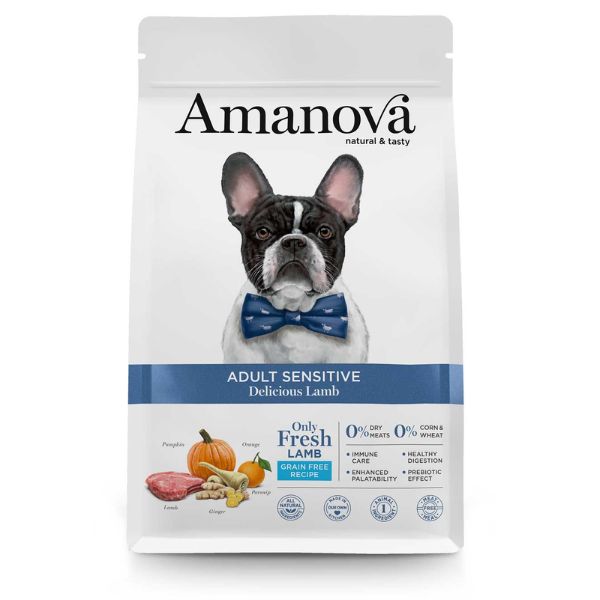 Image of Amanova Adult Sensitive Agnello Grain Free - 10 Kg Croccantini per cani