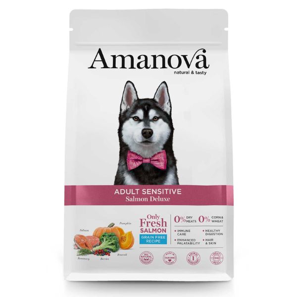 Image of Amanova Adult Sensitive Salmone Deluxe Grain Free - 2 Kg Croccantini per cani