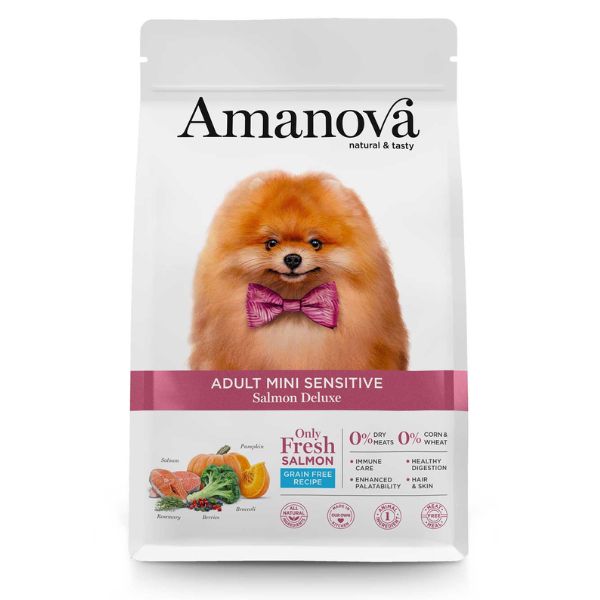 Image of Amanova Mini Sensitive Deluxe Salmone Grain Free - 2 Kg Croccantini per cani