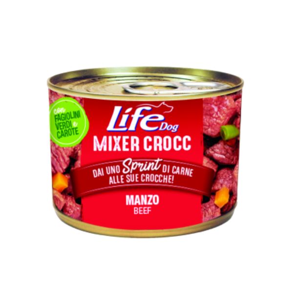 Image of Life Dog Umido Mixer Crocc Grain Free 150 gr - Manzo Confezione da 6 pezzi Monoproteico crocchette cani Cibo Umido per Cani