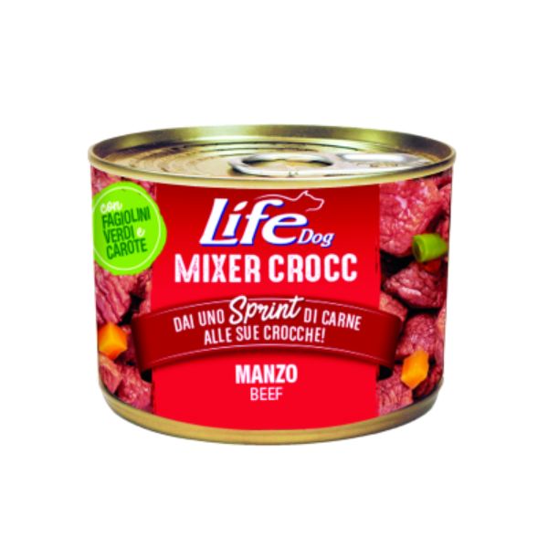 Life Dog Umido Mixer Crocc Grain Free 150 gr - Manzo Confezione da 6 pezzi