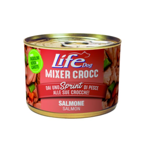 Image of Life Dog Umido Mixer Crocc Grain Free 150 gr - Salmone Confezione da 6 pezzi Monoproteico crocchette cani Cibo Umido per Cani