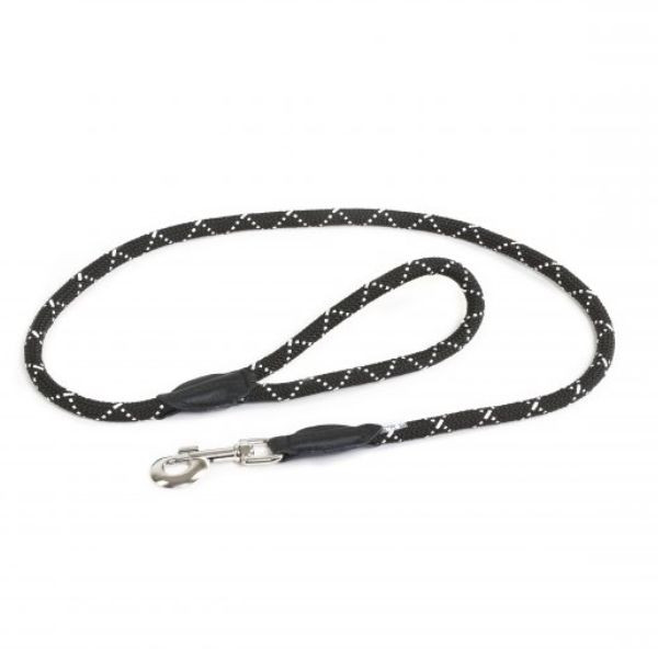 Guinzaglio tubolare IDC in corda Julius K9 - Nero catarinfrangente - 1,2x120 cm