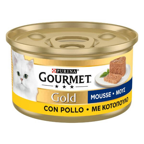 Image of Purina Gourmet Gold Mousse Umido Gatto 85 gr - Pollo Confezione da 24 pezzi Cibo umido per gatti