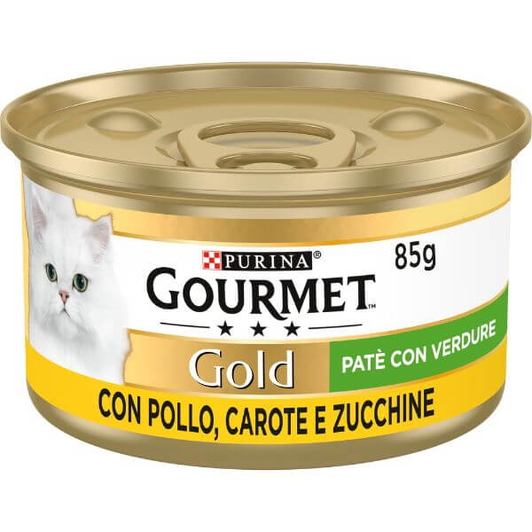 Image of Purina Gourmet Gold Patè Umido Gatto 85 gr - Pollo, Carote e Zucchine Confezione da 24 pezzi Cibo umido per gatti