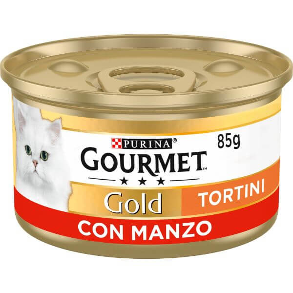 Purina Gourmet Gold Tortini Umido Gatto 85g - Manzo Confezione da 24 pezzi
