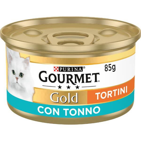 Image of Purina Gourmet Gold Tortini Umido Gatto 85g - Tonno Confezione da 24 pezzi Cibo umido per gatti