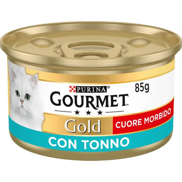 Image of Purina Gourmet Gold Cuore Morbido Umido Gatto 85 gr - Tonno Confezione da 24 pezzi Cibo umido per gatti