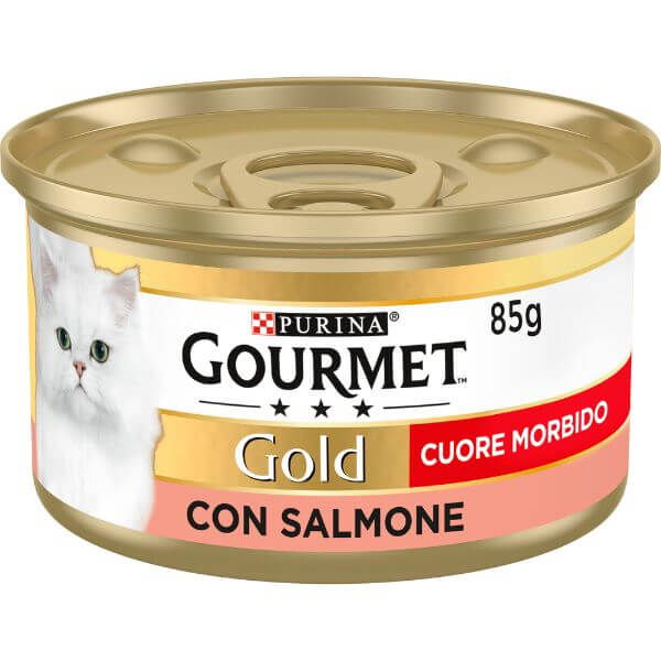 Image of Purina Gourmet Gold Cuore Morbido Umido Gatto 85 gr - Salmone Confezione da 24 pezzi Cibo umido per gatti