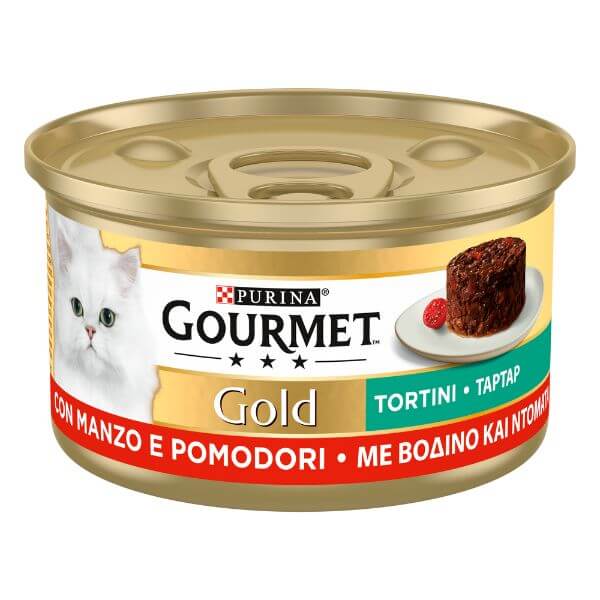 Purina Gourmet Gold Tortini Umido Gatto 85g - Manzo e Pomodoro Confezione da 24 pezzi