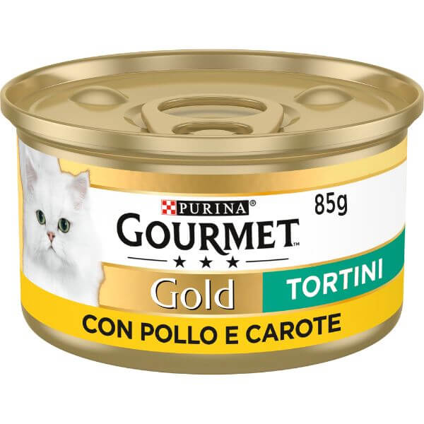 Purina Gourmet Gold Tortini Umido Gatto 85g - Pollo e Carote Confezione da 24 pezzi