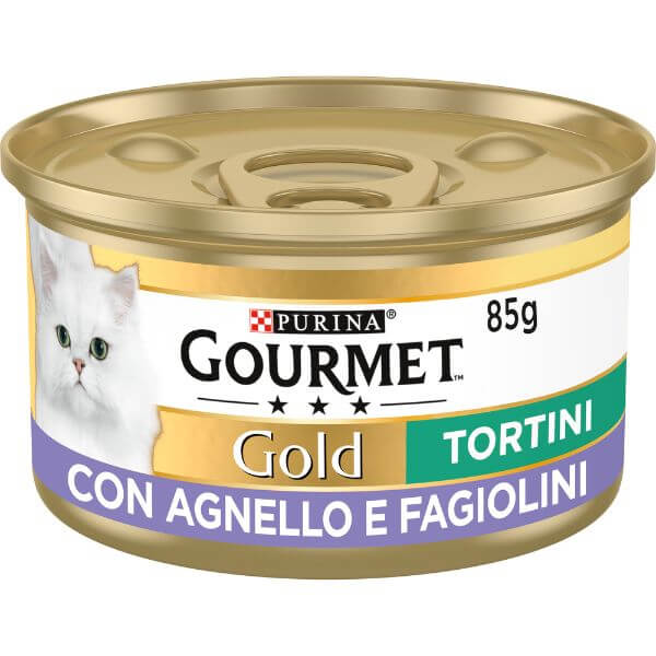 Image of Purina Gourmet Gold Tortini Umido Gatto 85g - Agnello e Fagiolini Confezione da 24 pezzi Cibo umido per gatti