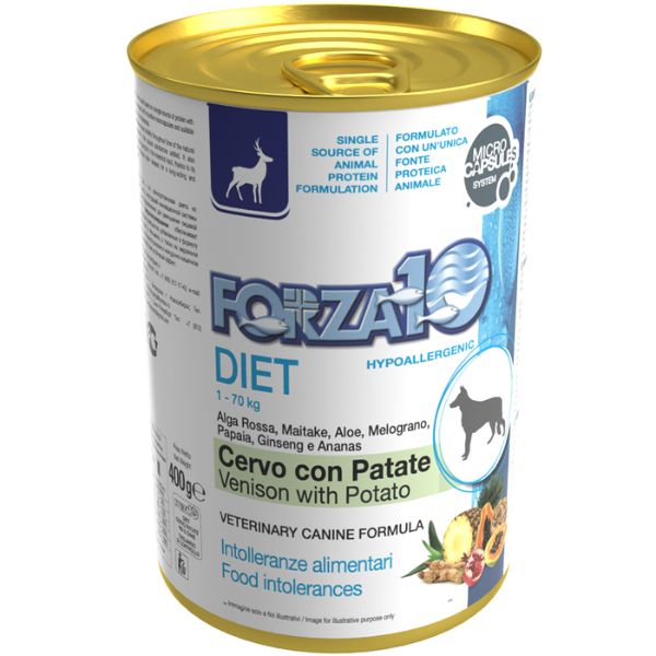 Image of Forza10 Diet Patè monoproteico per cani 400 gr - Cervo e Patate Cibo Umido per Cani