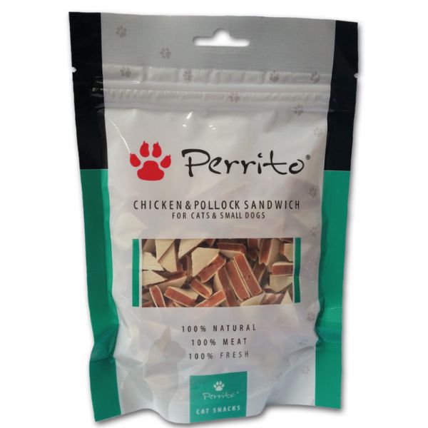 Perrito Sandwich Snack per gatti e cani di taglia piccola 100 gr - Pollo e Merluzzo - 1° ORDINE? scegli lo sconto BZR5 / BZR20 + 200 punti fedeltà