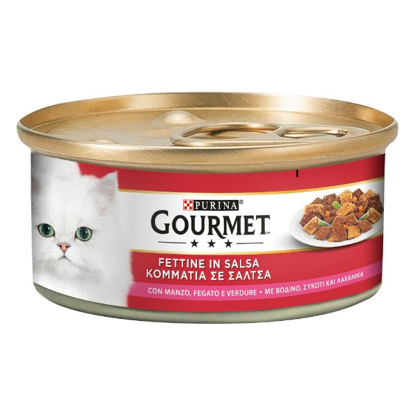 Gourmet Fettine in Salsa 195 gr - Verdure, Manzo e Fegato Confezione da 6 pezzi