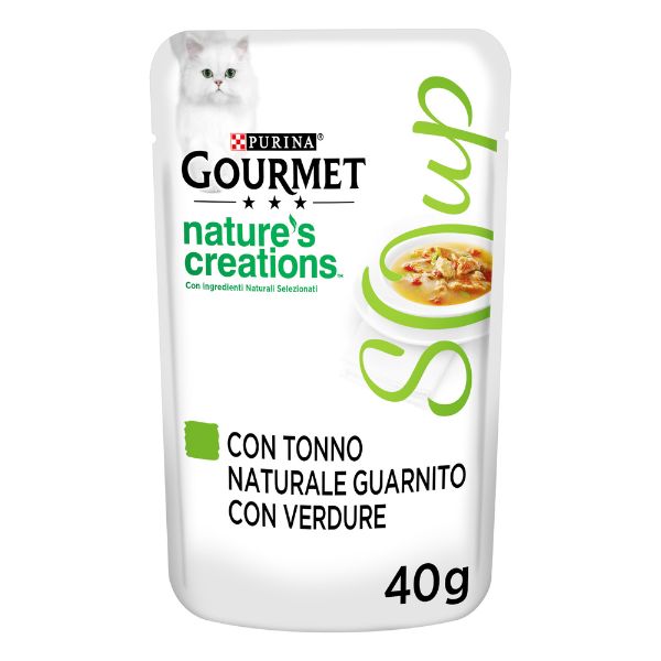 Purina Gourmet Nature's Creations Soup Umido gatto 40 gr - Tonno e Verdure Confezione da 32 pezzi